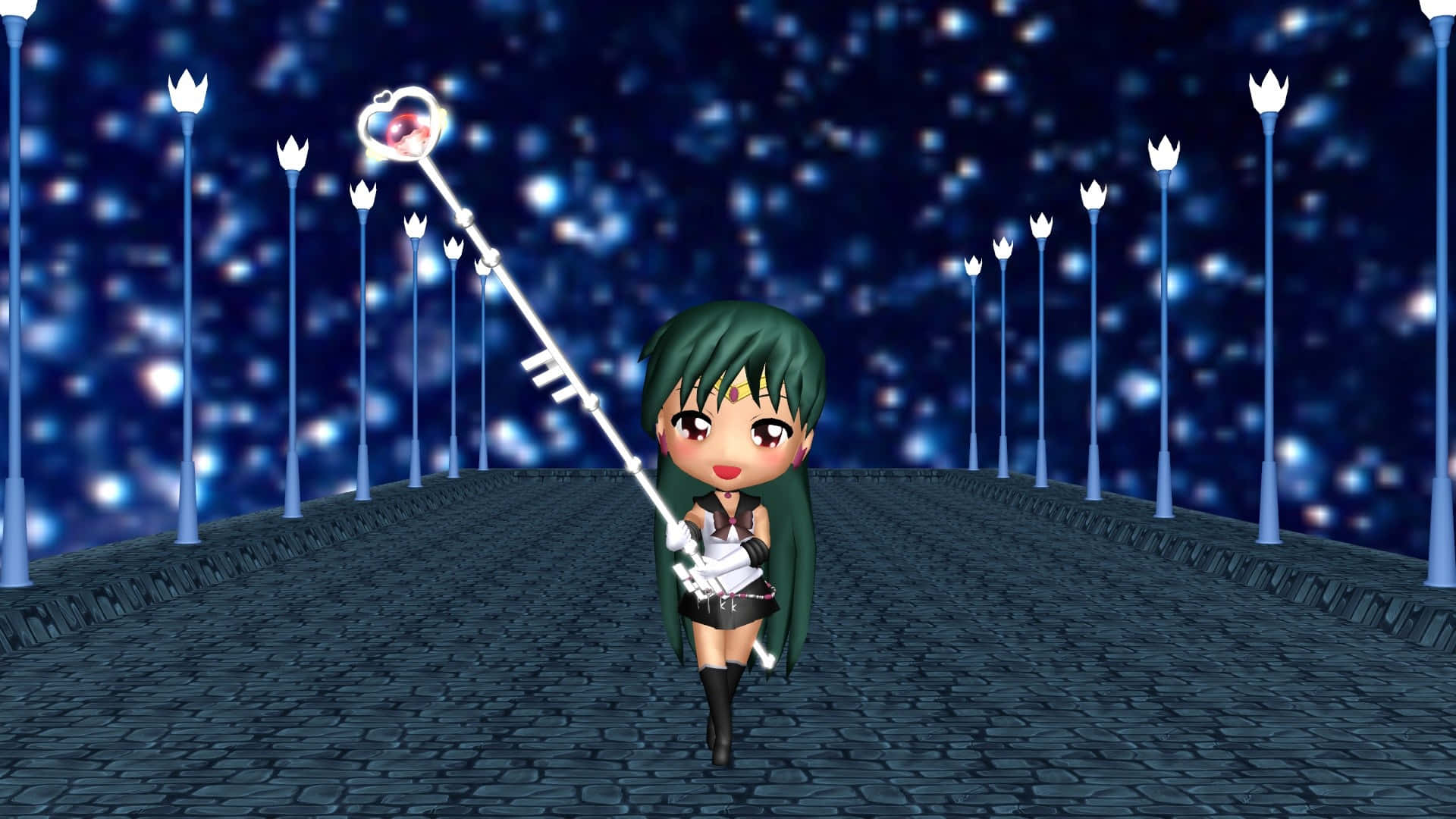 Sailor Pluto Wisps Through Space and Time Wallpaper