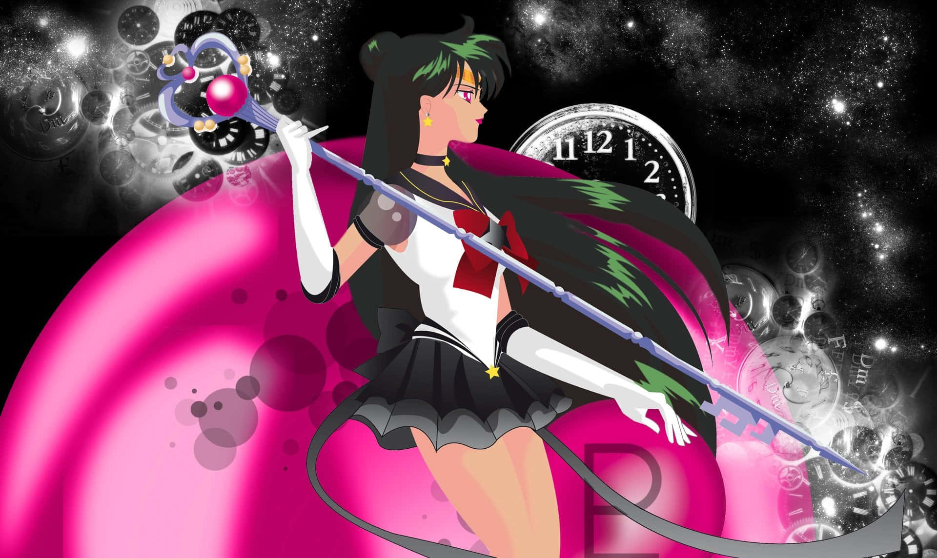 "Defending Time and Space, it's Sailor Pluto!" Wallpaper