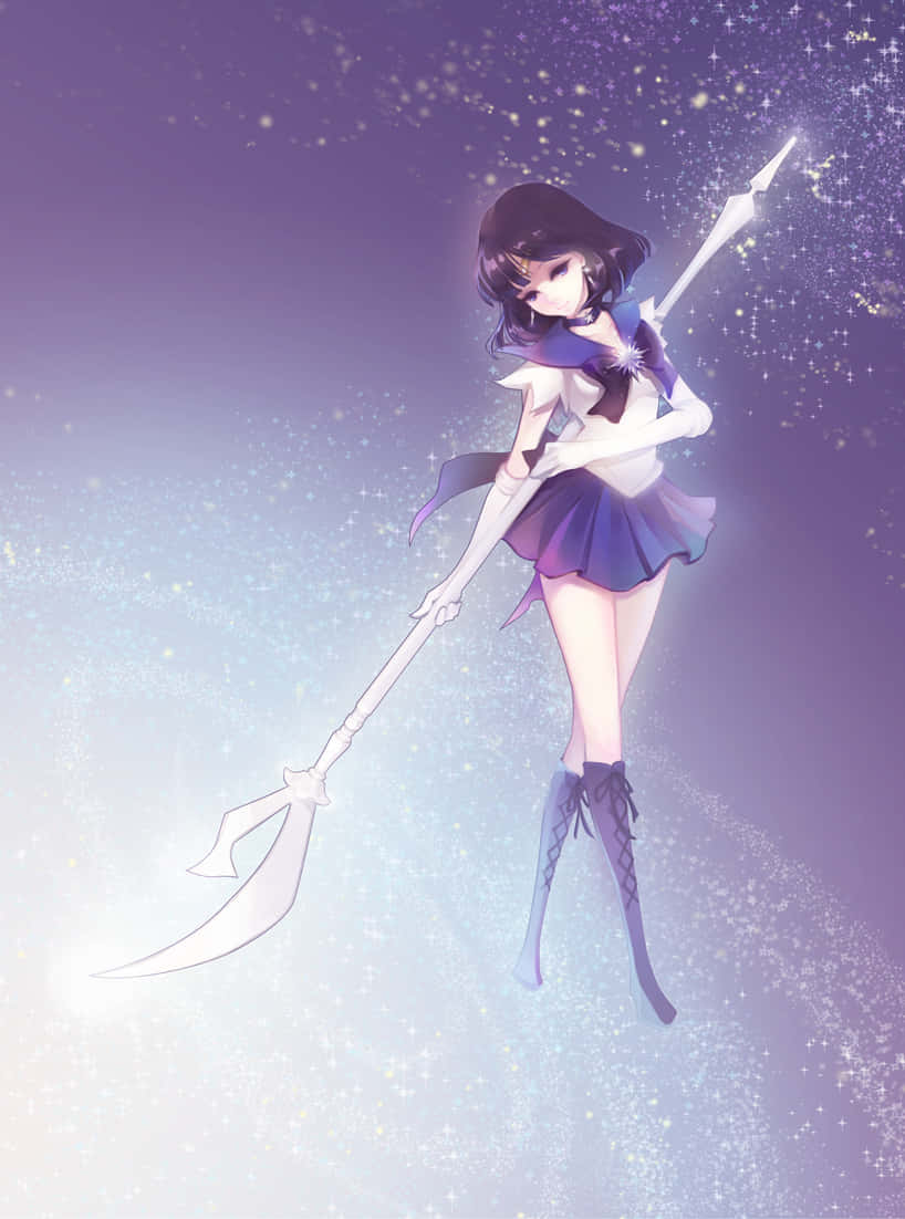 !Gør dig klar til at frigøre din magt med Sailor Saturn! Wallpaper