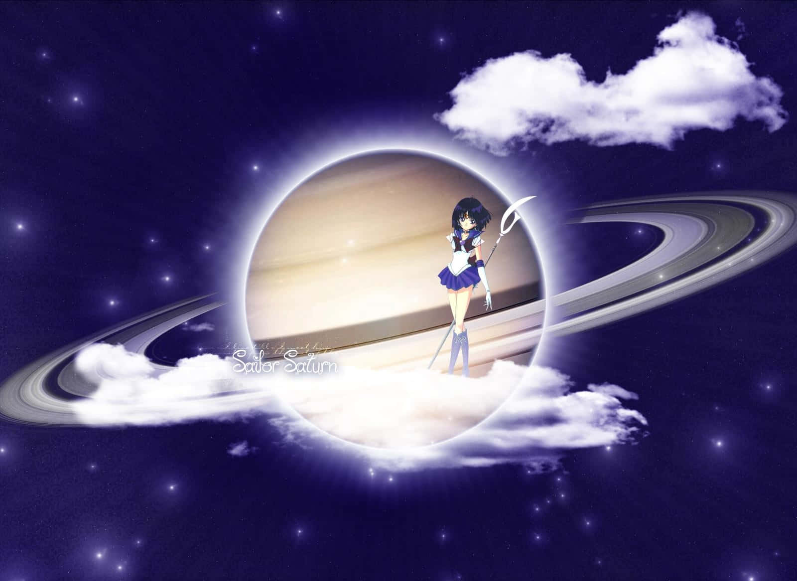 Sailor Saturn, ødelæggelsens jomfru, står klar til at udløse sin formidabel kraft. Wallpaper