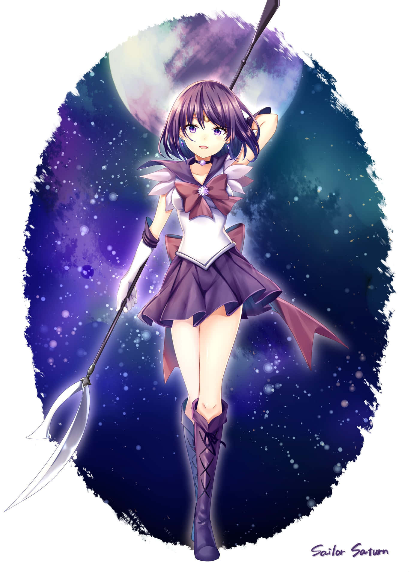 Sailor Saturn, the sailor scout who guards the galaxy. Wallpaper