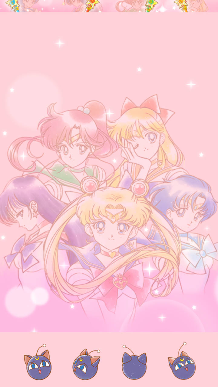 Sjömänsida Vid Sida Sailor Moon Iphone. Wallpaper