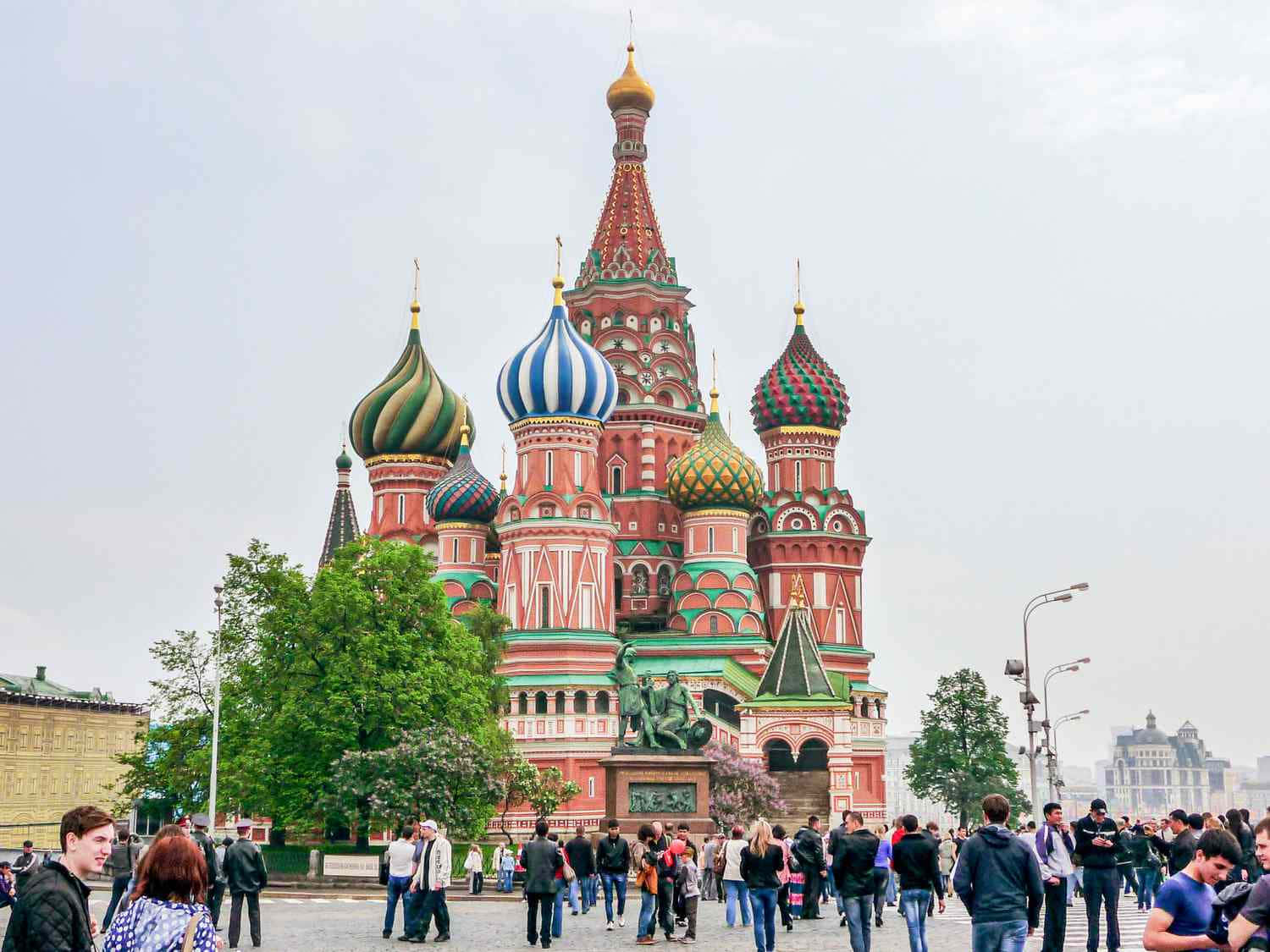 Majestic Saint Basil's Cathedral Illuminated in Red Square Wallpaper