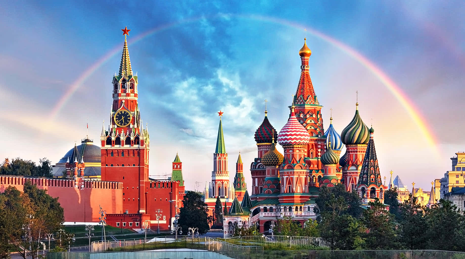 Saint Basil's Cathedral In Front Of Spasskaya Tower Wallpaper