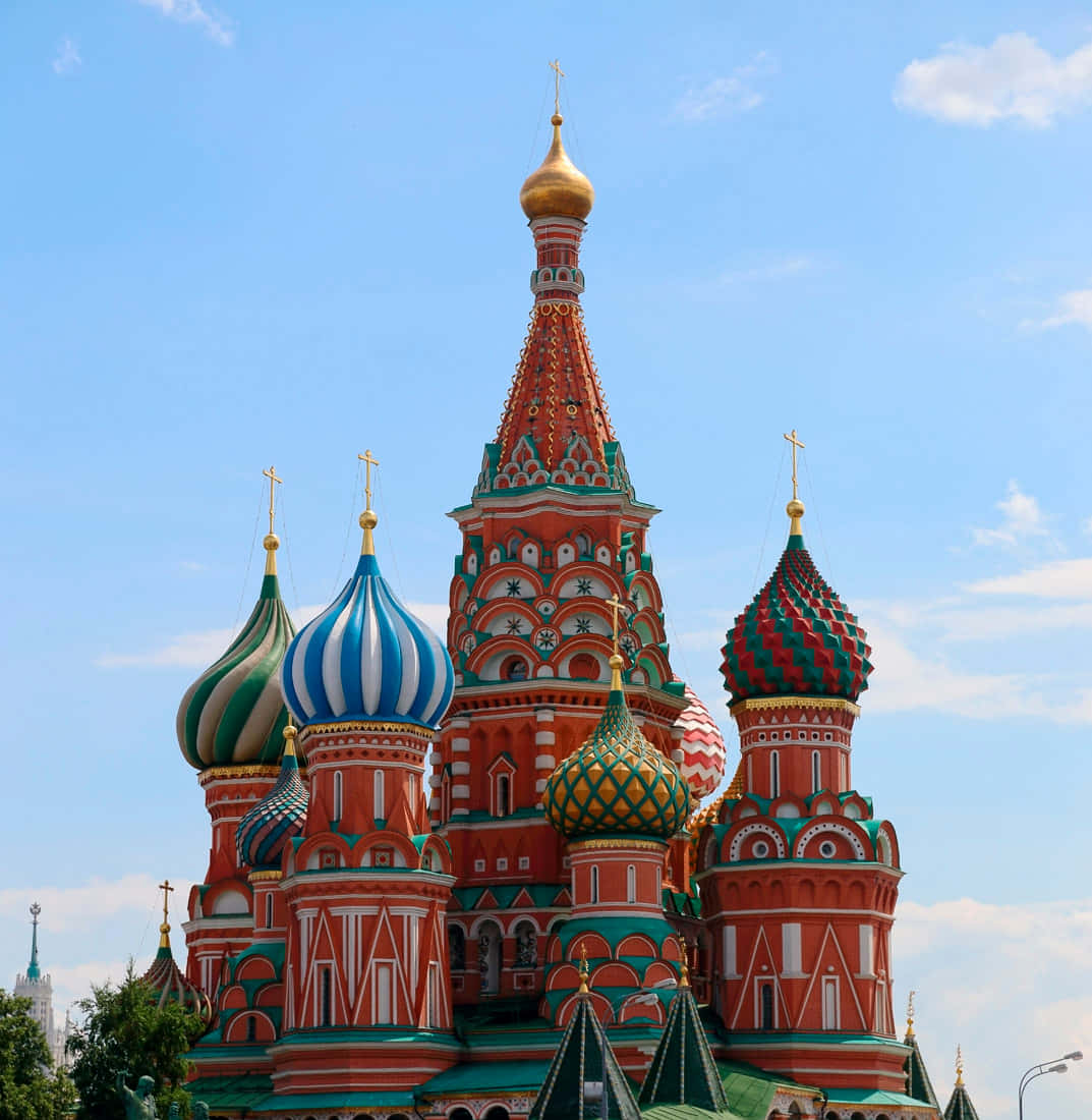 A Majestic View of Saint Basil's Cathedral Radiant in Colorful Hues Wallpaper