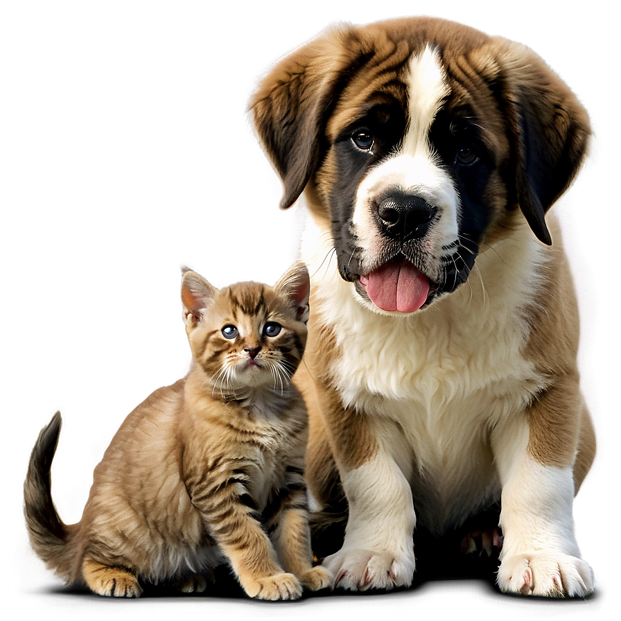 Saint Bernard And Kittens Png 06252024 PNG