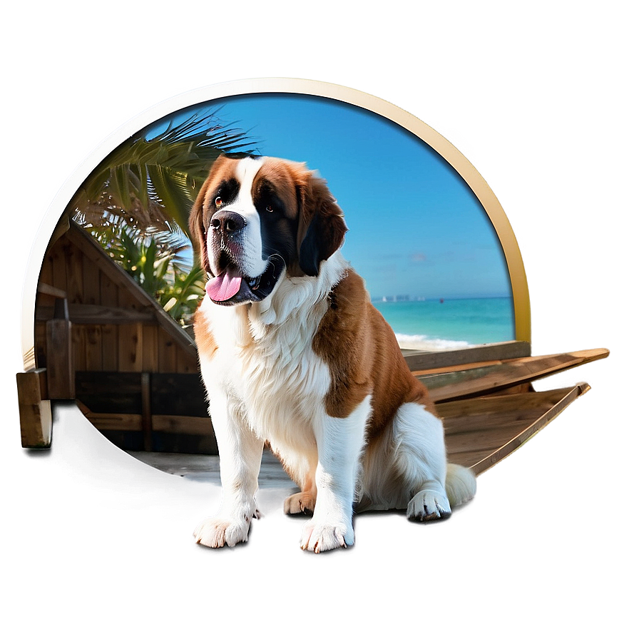 Saint Bernard At The Beach Png 06252024 PNG