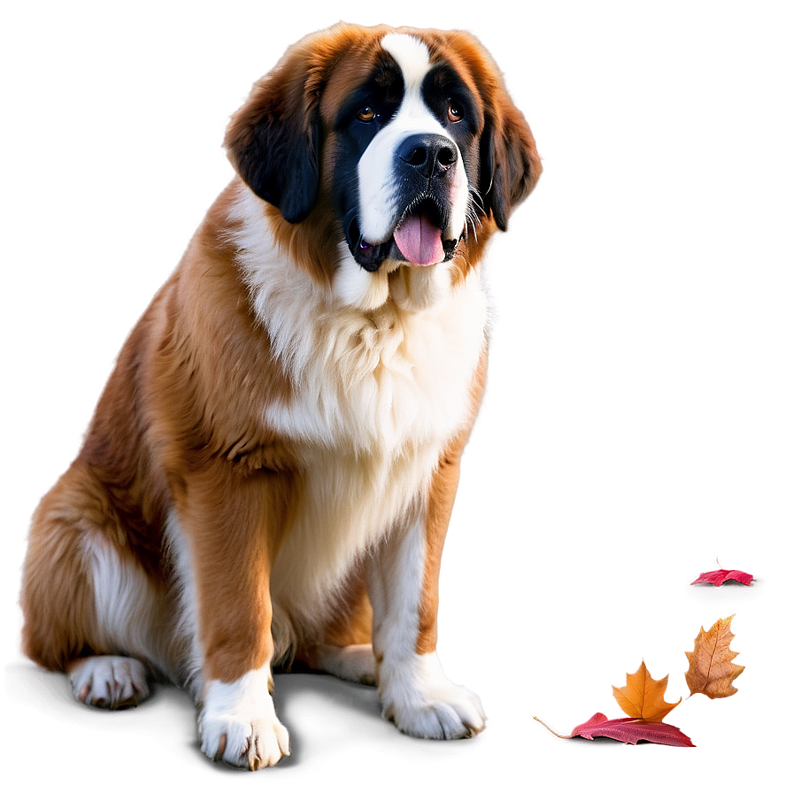 Saint Bernard In Autumn Leaves Png 29 PNG