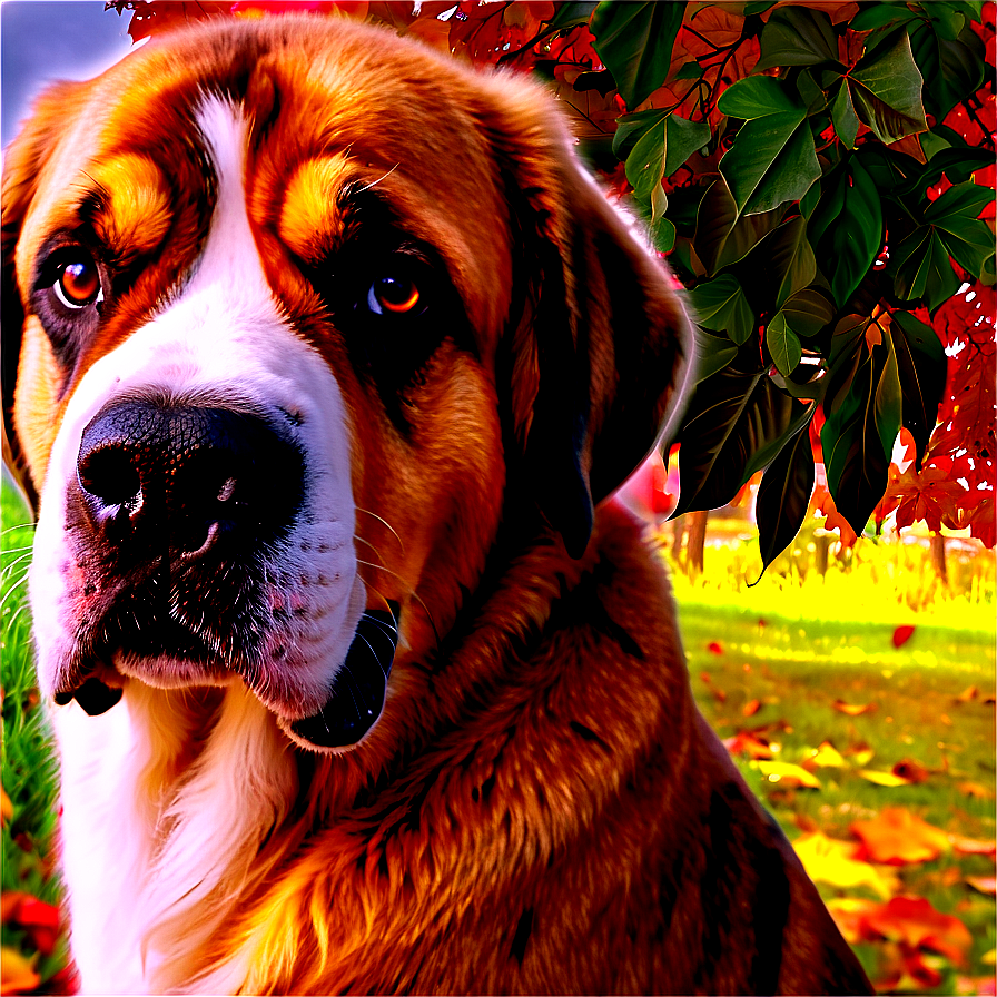 Saint Bernard In Autumn Leaves Png Ihx82 PNG