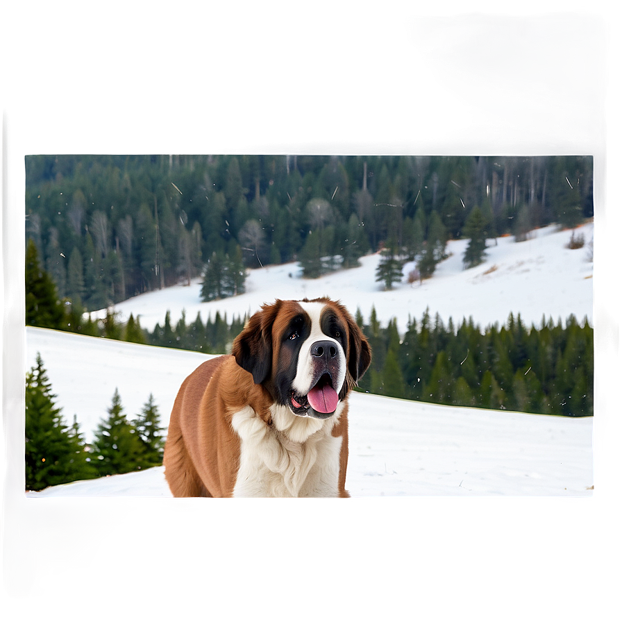 Saint Bernard In Snow Scene Png 6 PNG