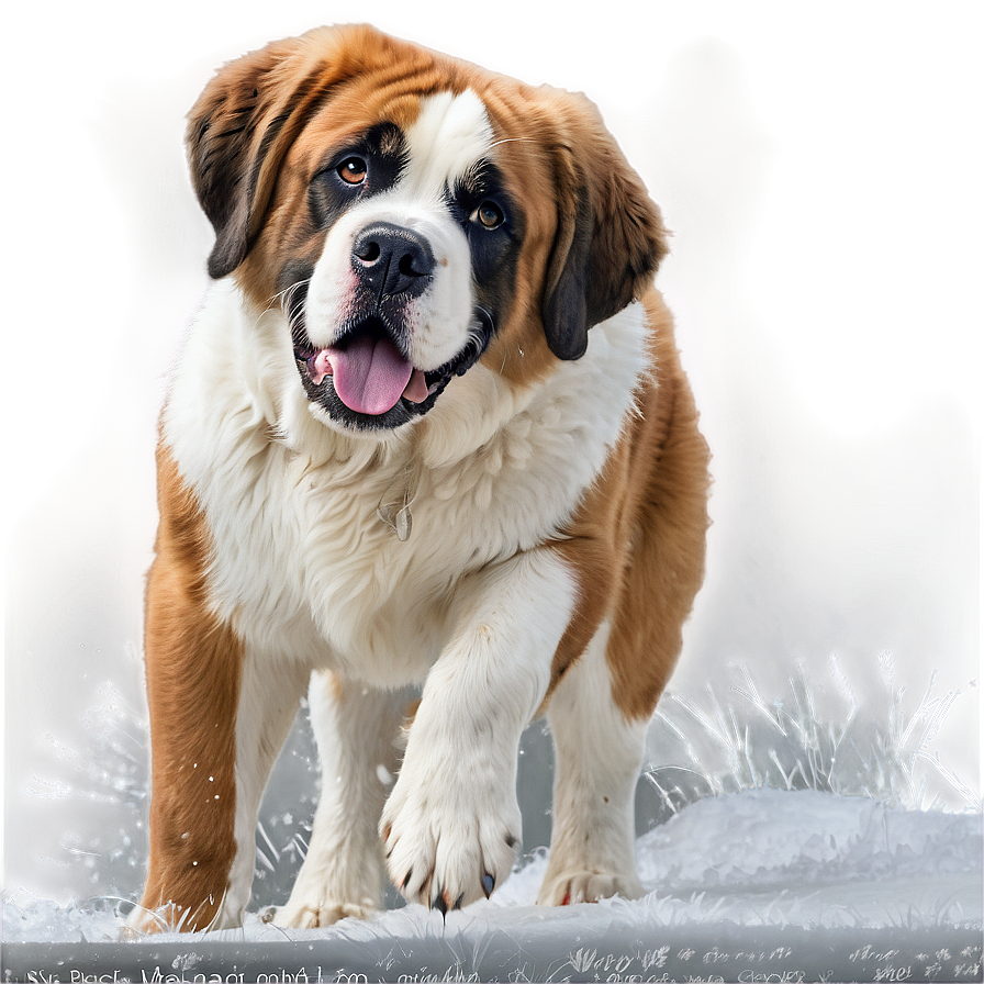 Saint Bernard In Snow Scene Png Ppo76 PNG