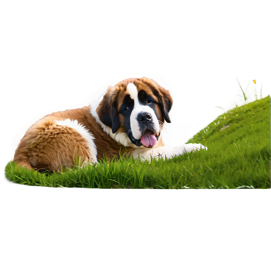 Saint Bernard Lying In Grass Png 06252024 PNG