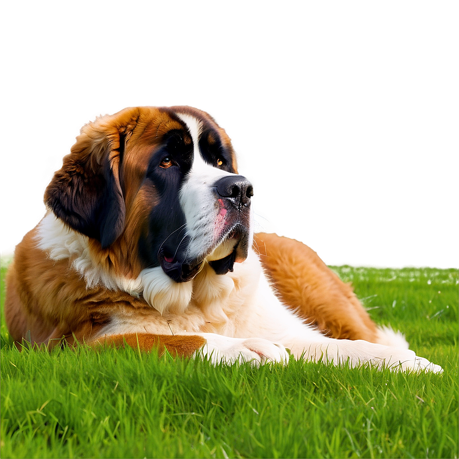 Saint Bernard Lying In Grass Png 40 PNG