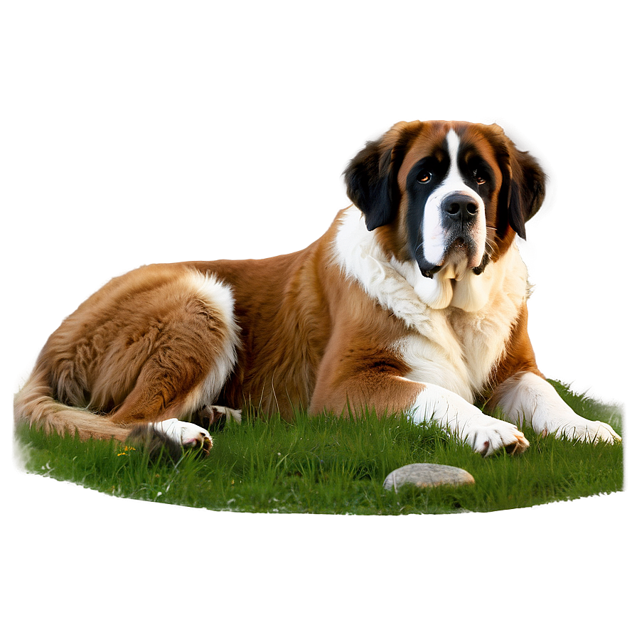 Saint Bernard Lying In Grass Png 66 PNG