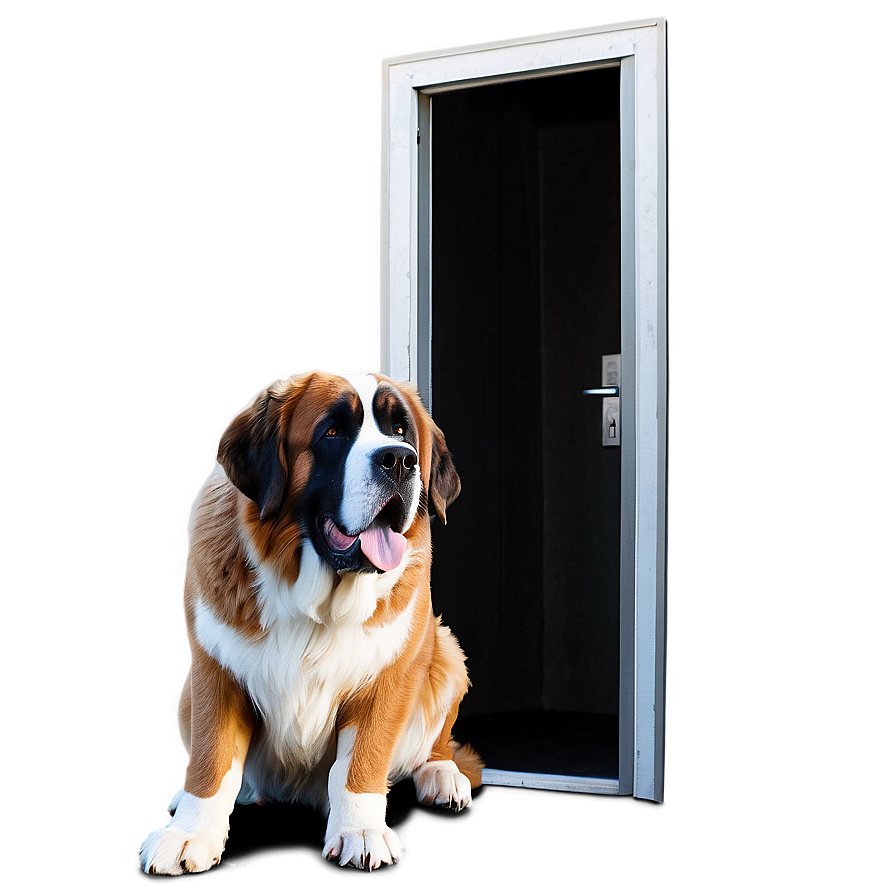 Saint Bernard Waiting At Door Png Itn PNG