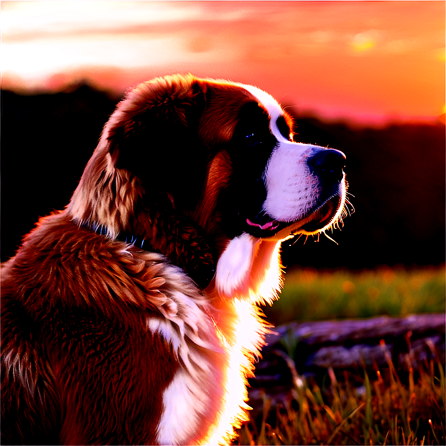 Saint Bernard Watching Sunset Png 06252024 PNG