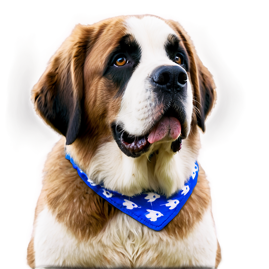 Saint Bernard With Blue Bandana Png Sav50 PNG