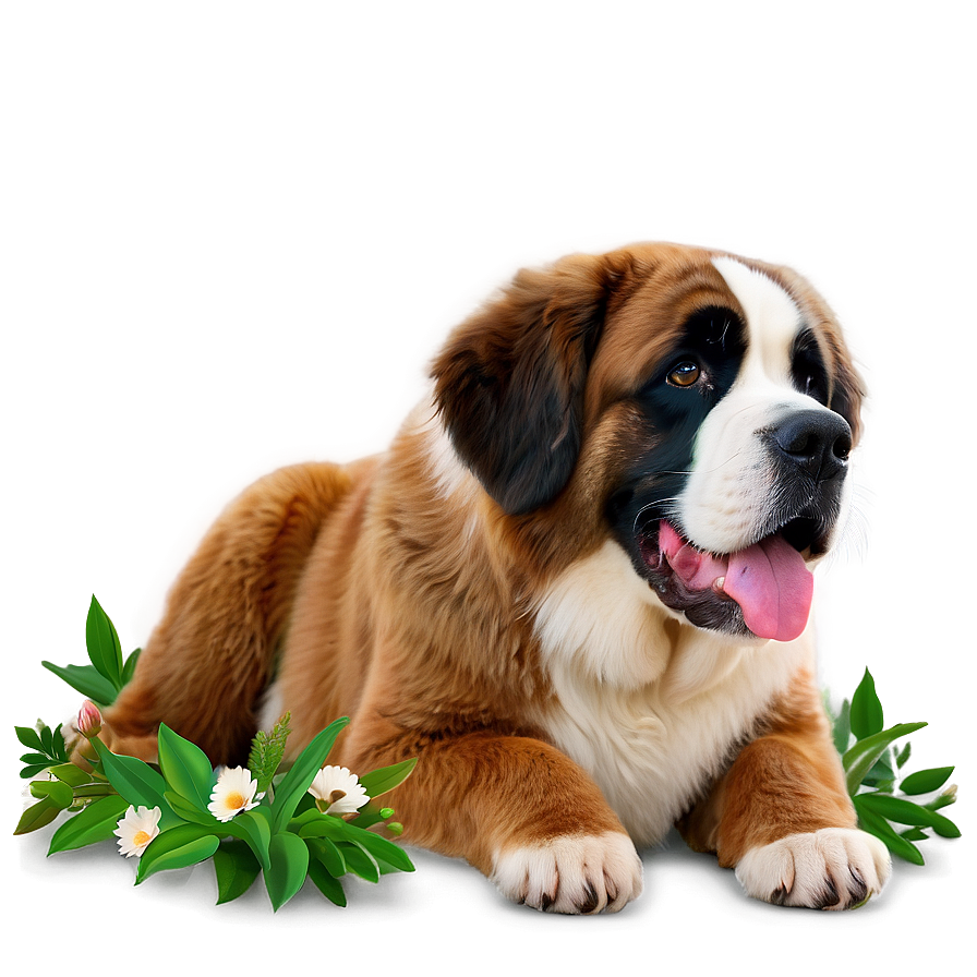 Saint Bernard With Flowers Png 56 PNG