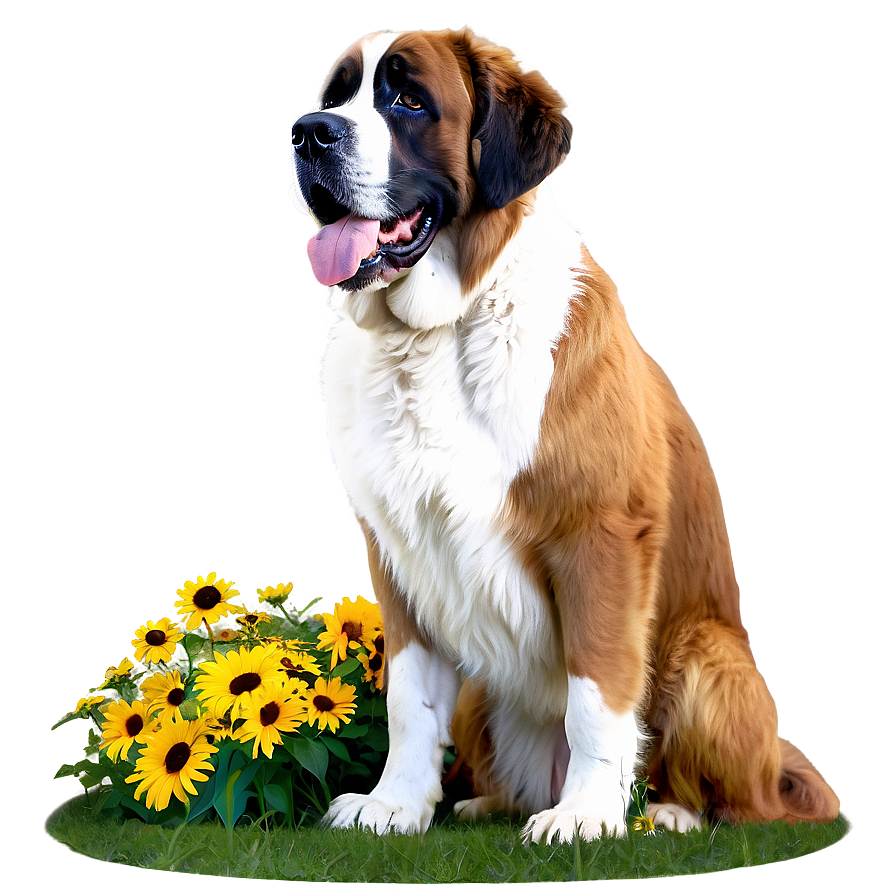 Saint Bernard With Flowers Png Rld71 PNG