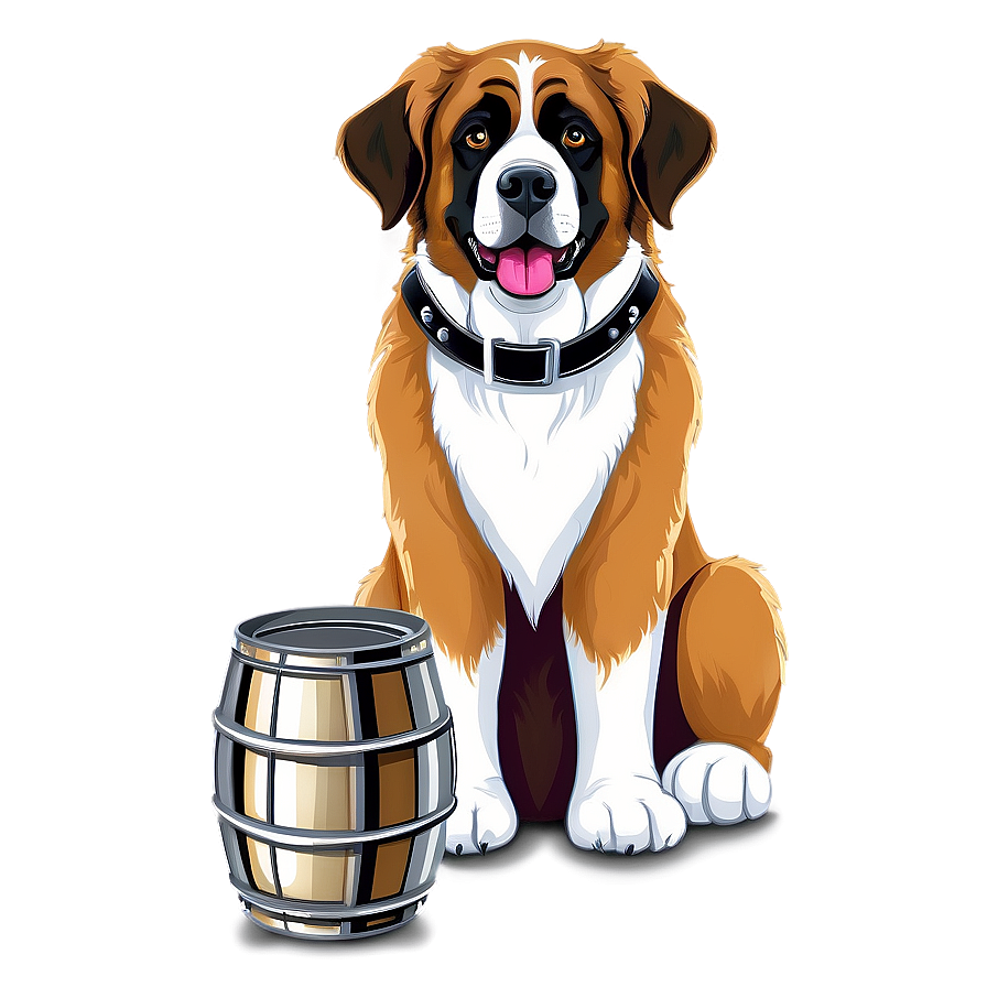 Saint Bernard With Keg Collar Png 06252024 PNG