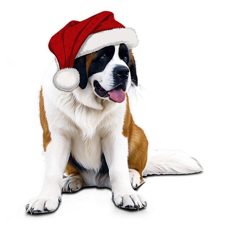 Saint Bernard With Santa Hat Png 38 PNG