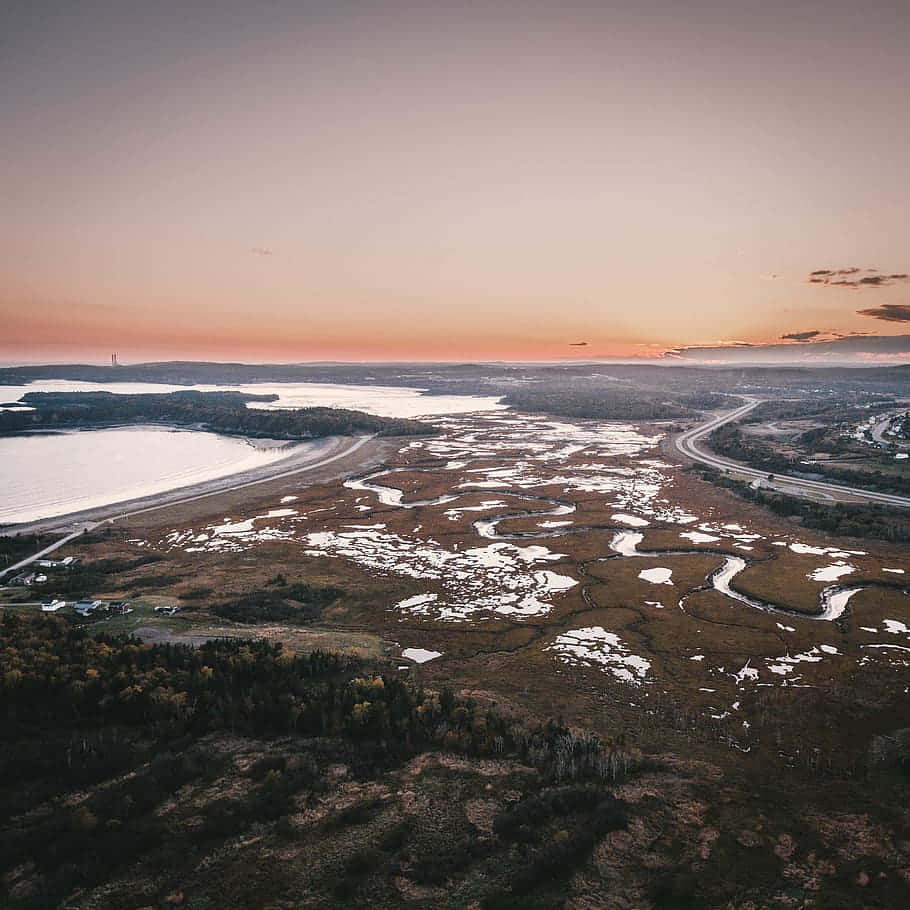 Download Saint John River Aerial Viewat Dusk Wallpaper | Wallpapers.com