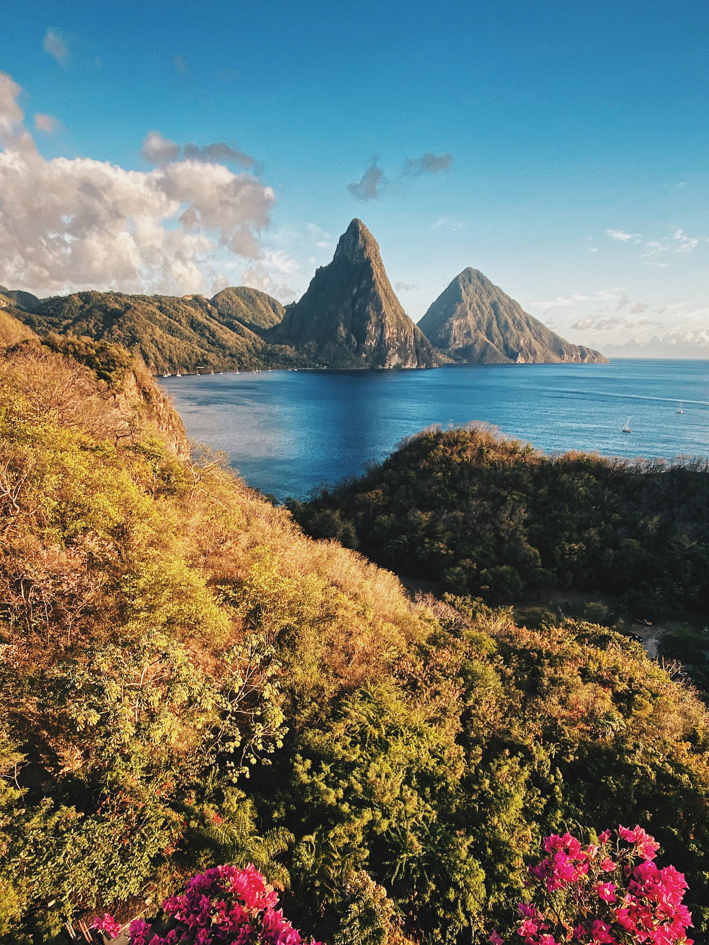 Saint Lucia Piton bjergene landskabs baggrund Wallpaper
