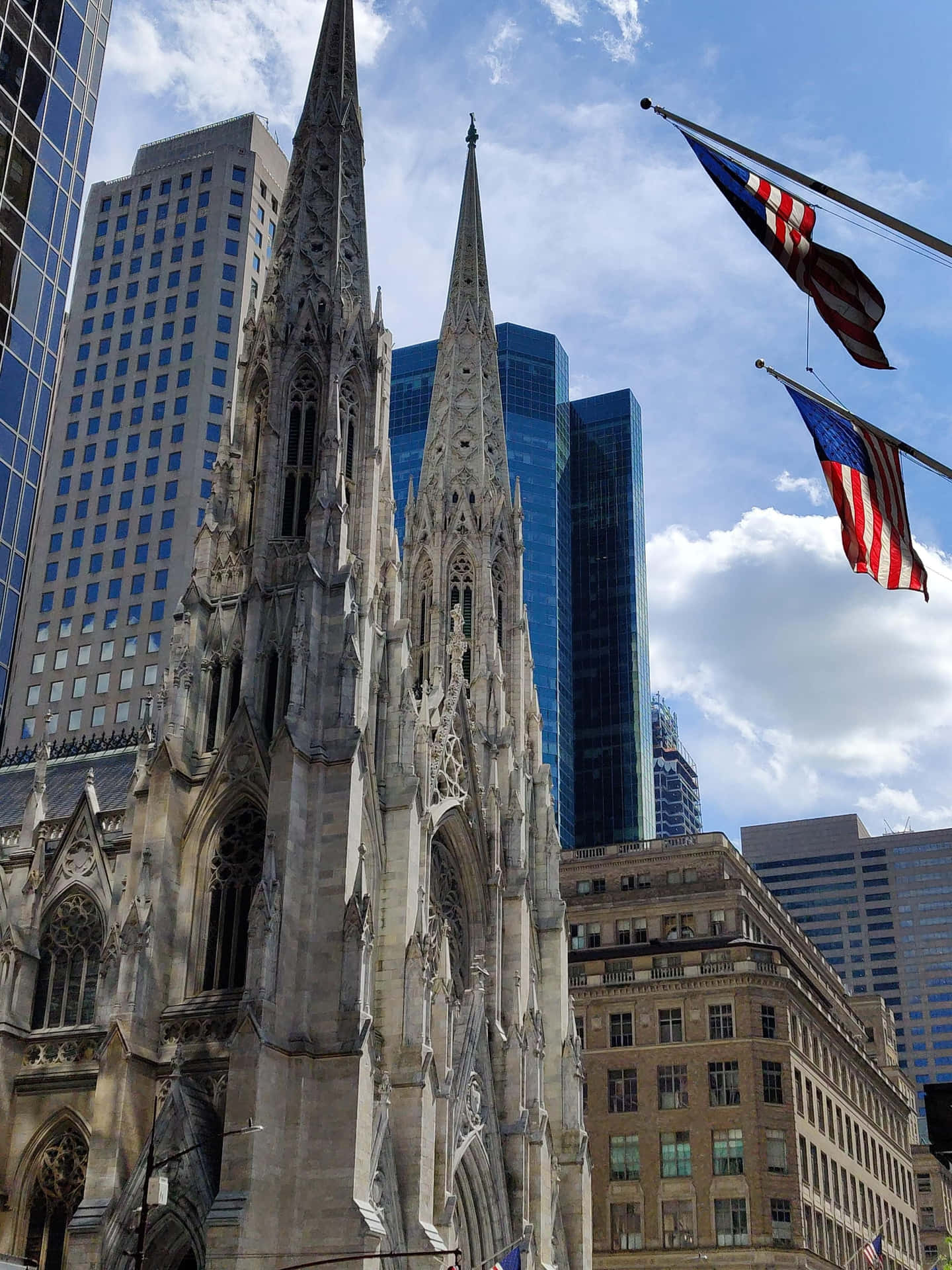 Saint Patrick's Cathedral American Flags Wallpaper