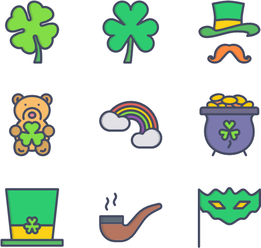 Saint Patricks Day Icons Set PNG