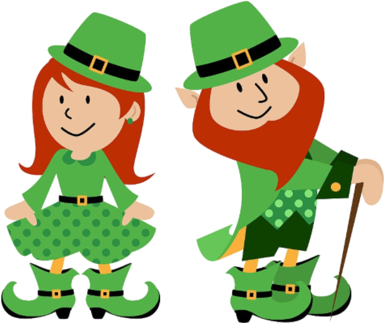 Saint Patricks Day Leprechaun Couple Cartoon PNG