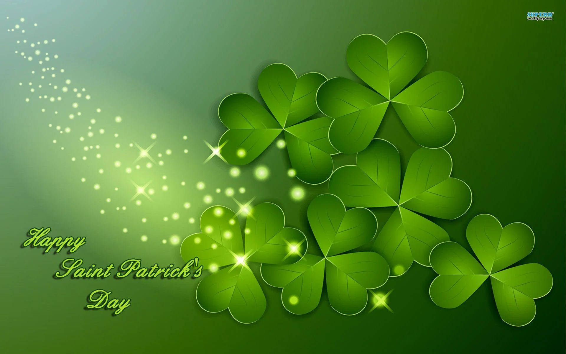 Saint Patrick’s Day With Sparkles and Clovers Wallpaper