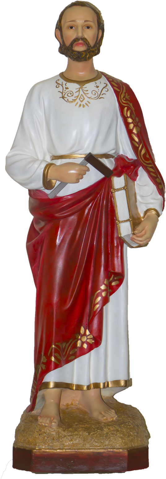 Saint Statue Redand White Robe PNG