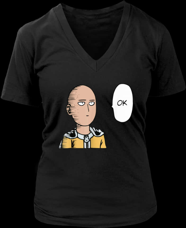 Saitama O K Black Tshirt Design PNG