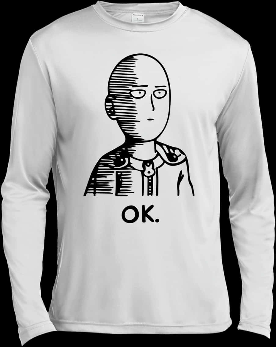 Saitama O K Expression Long Sleeve Shirt PNG