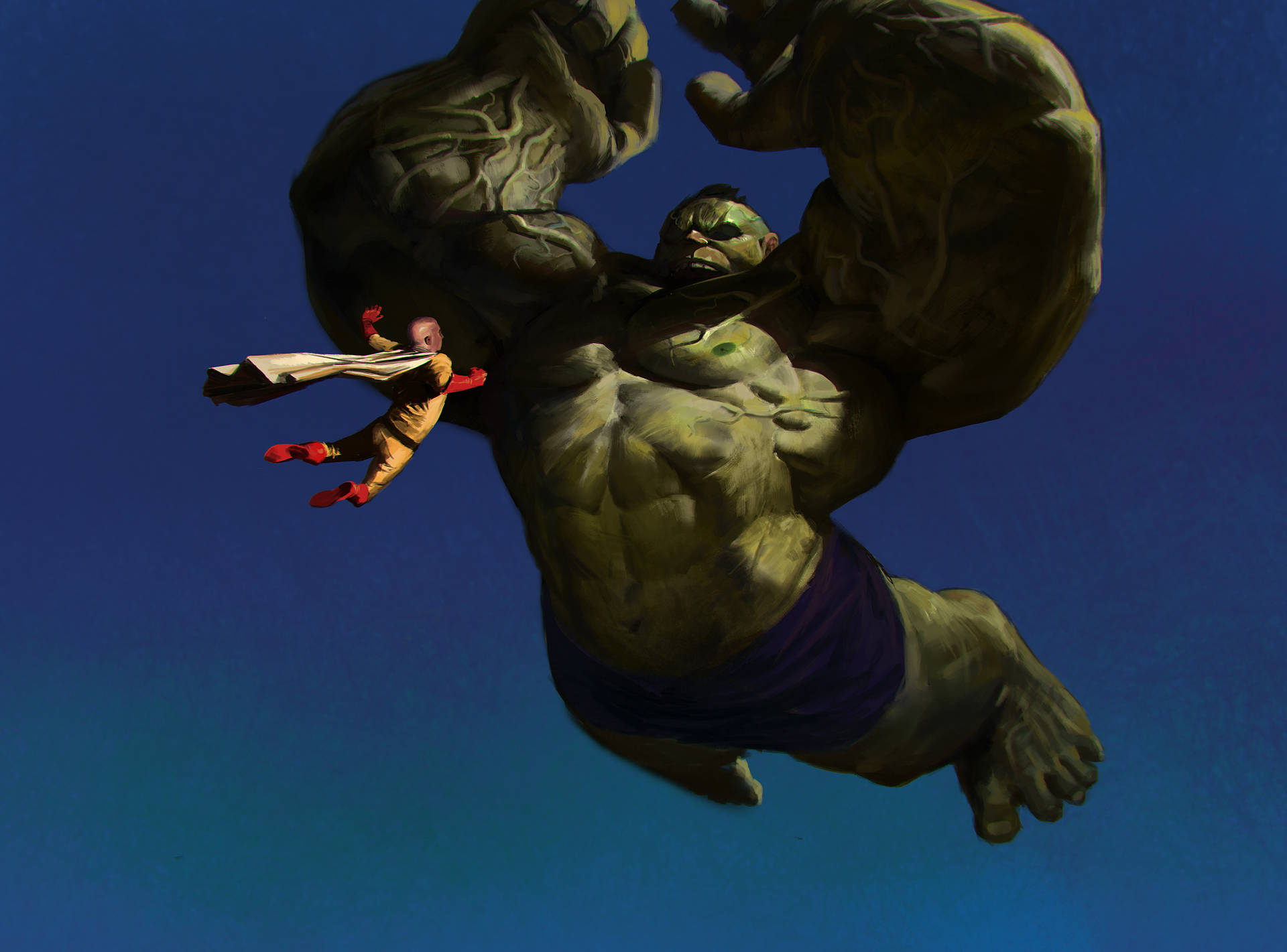 Saitama Versus Hulk Wallpaper