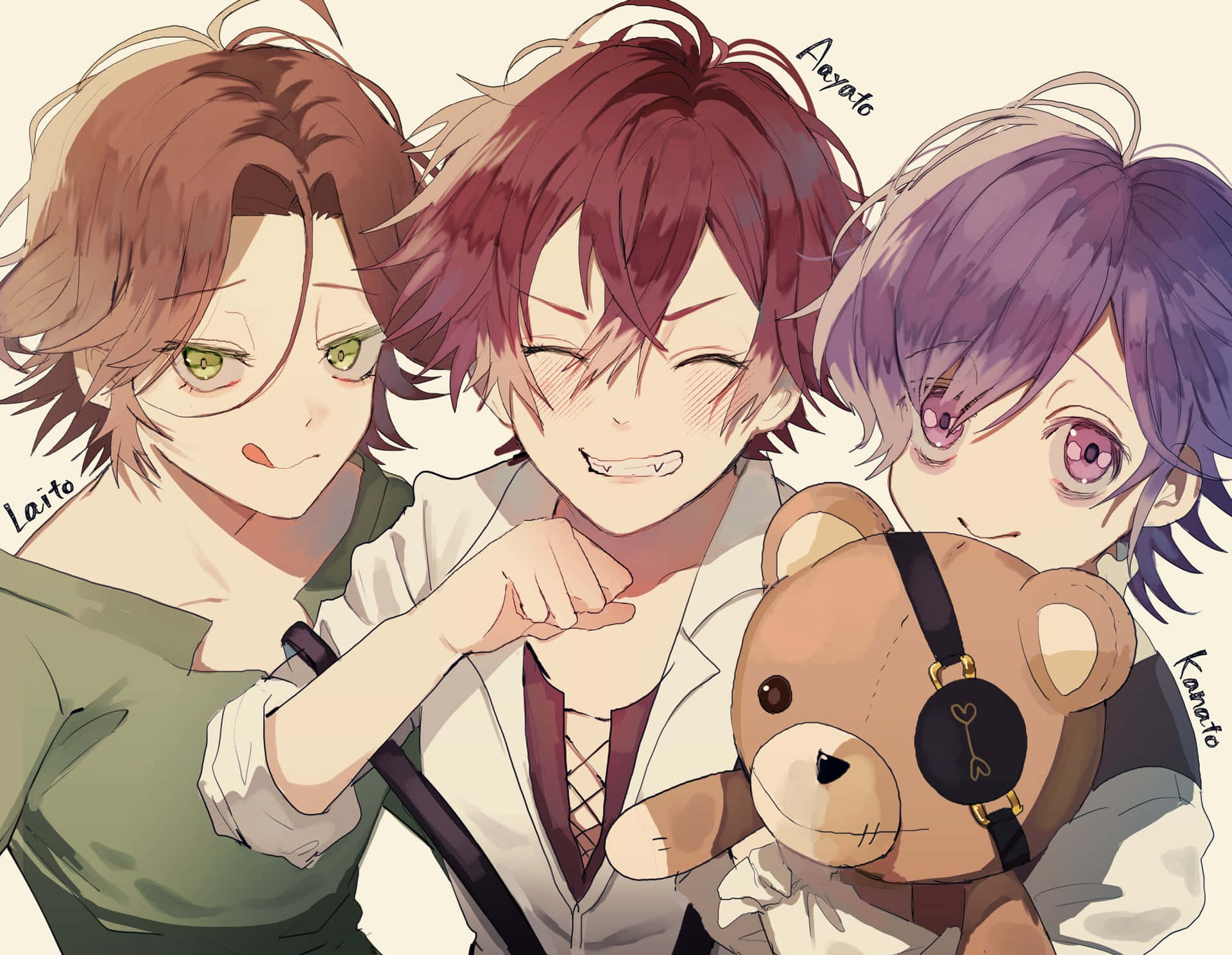 Hermanos Sakamaki Y Oso De Peluche Fondo de pantalla