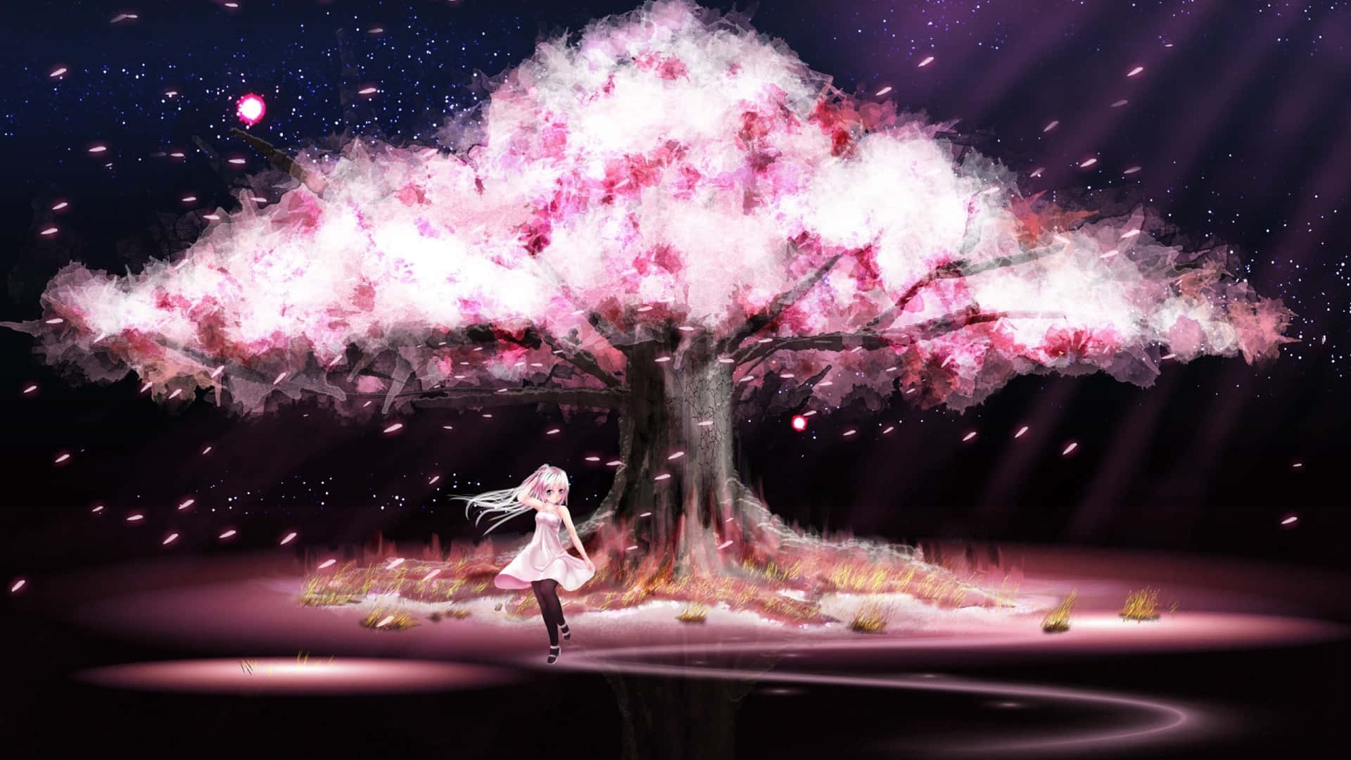 "Sakura Reaching for Stability in a Tempestuous World" Wallpaper