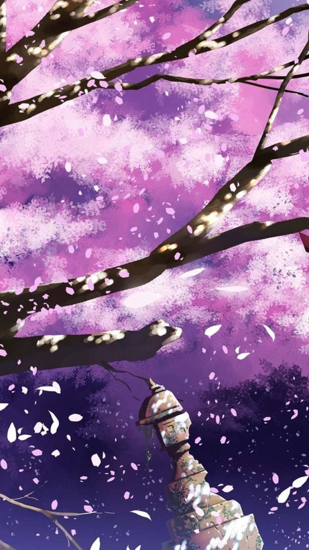 Unahermosa Tarde De Primavera, Iluminada Por Un Glorioso Atardecer Entremezclado Con La Suave Ambientación De Los Pétalos De Sakura.
