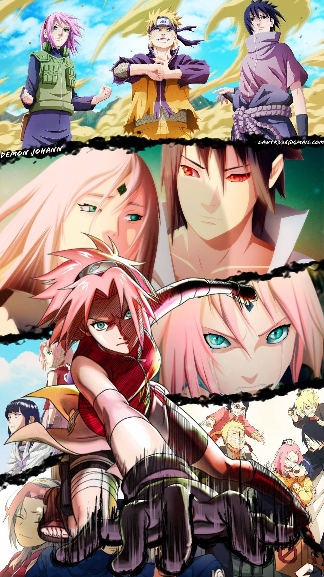 Sakura Haruno Collage Art - Showcasing the Strength and Personality of the Iconic Naruto Character Wallpaper