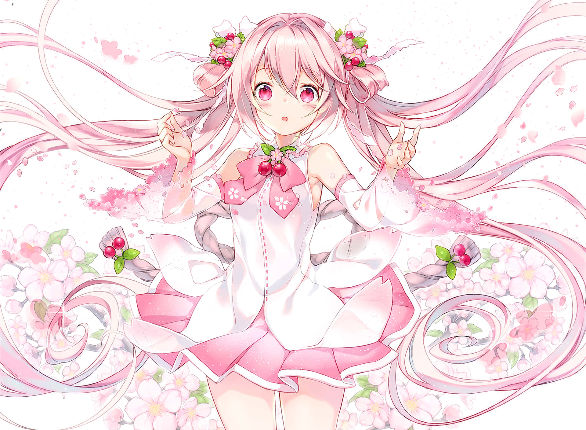 The elegant flower maiden, Sakura Miku Wallpaper