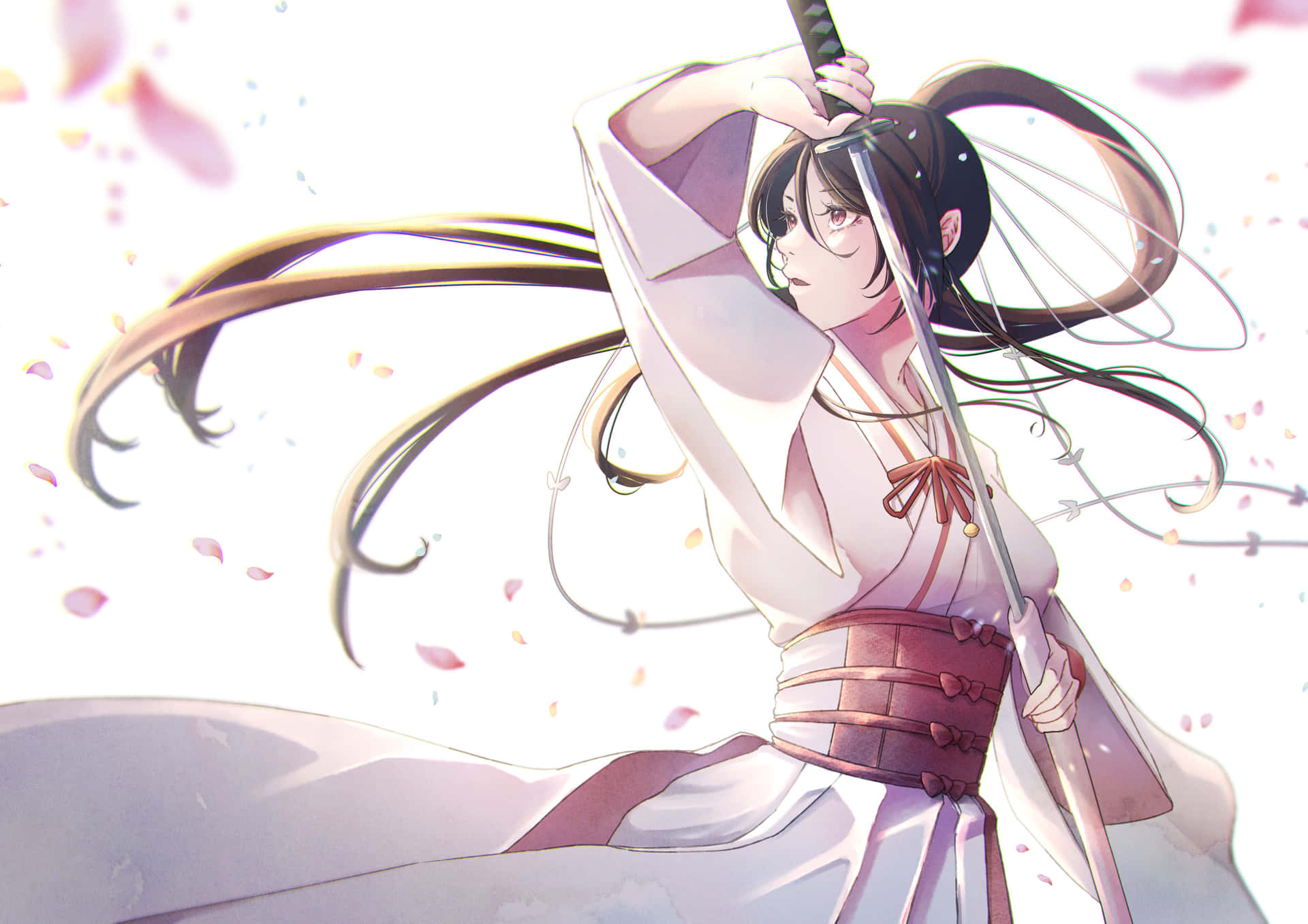 Download Sakura Samurai Girl Drawing Wallpaper | Wallpapers.com