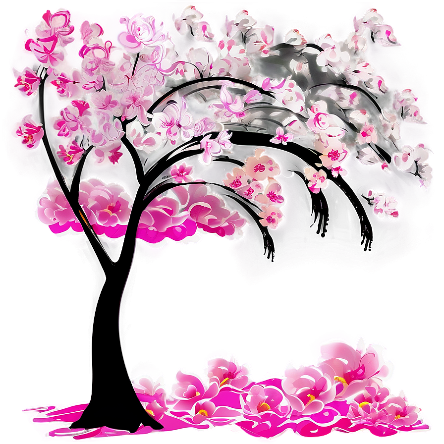 Sakura Tree In Abstract Art Png Ull PNG