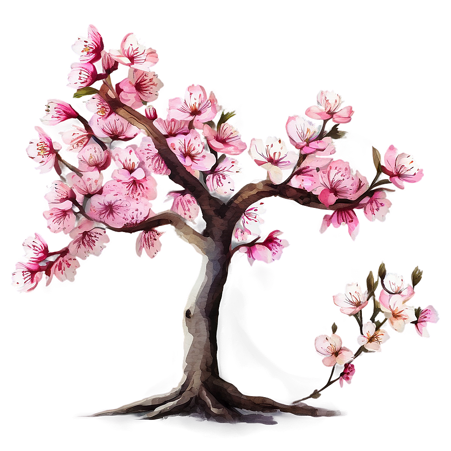 Sakura Tree In Watercolor Style Png Yev24 PNG