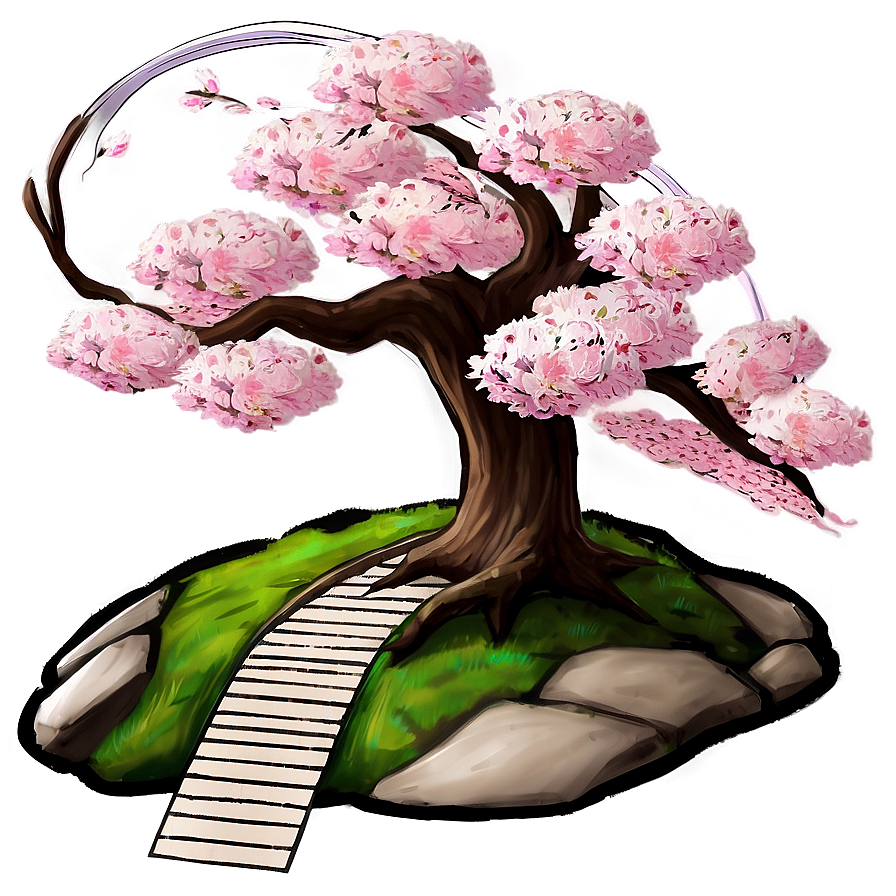 Sakura Tree Pathway Scenery Png 06122024 PNG