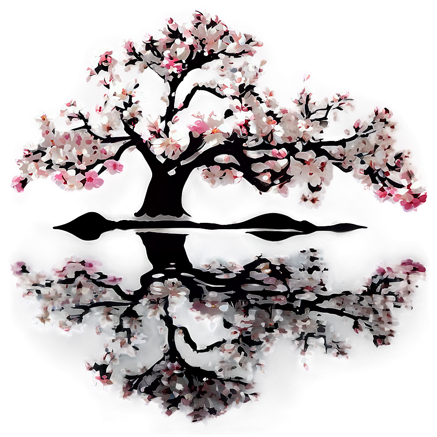 Sakura Tree Reflection In Water Png 24 PNG