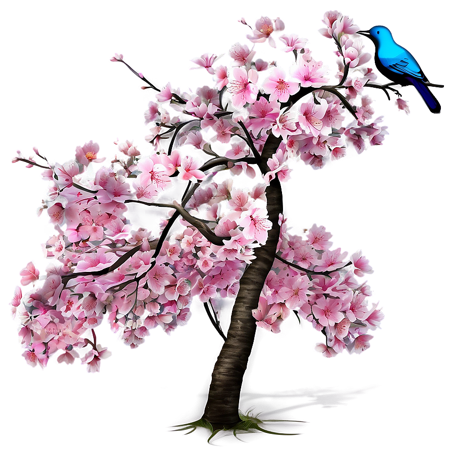 Sakura Tree With Bird Perching Png 06122024 PNG
