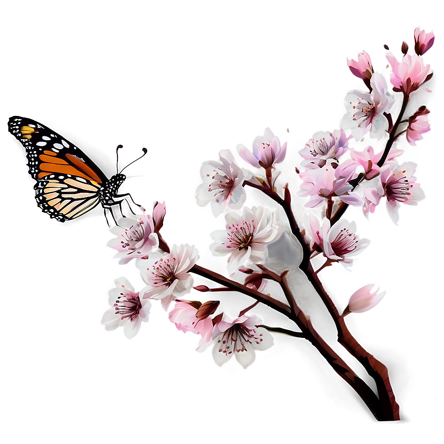 Sakura Tree With Butterfly Png Hbi77 PNG