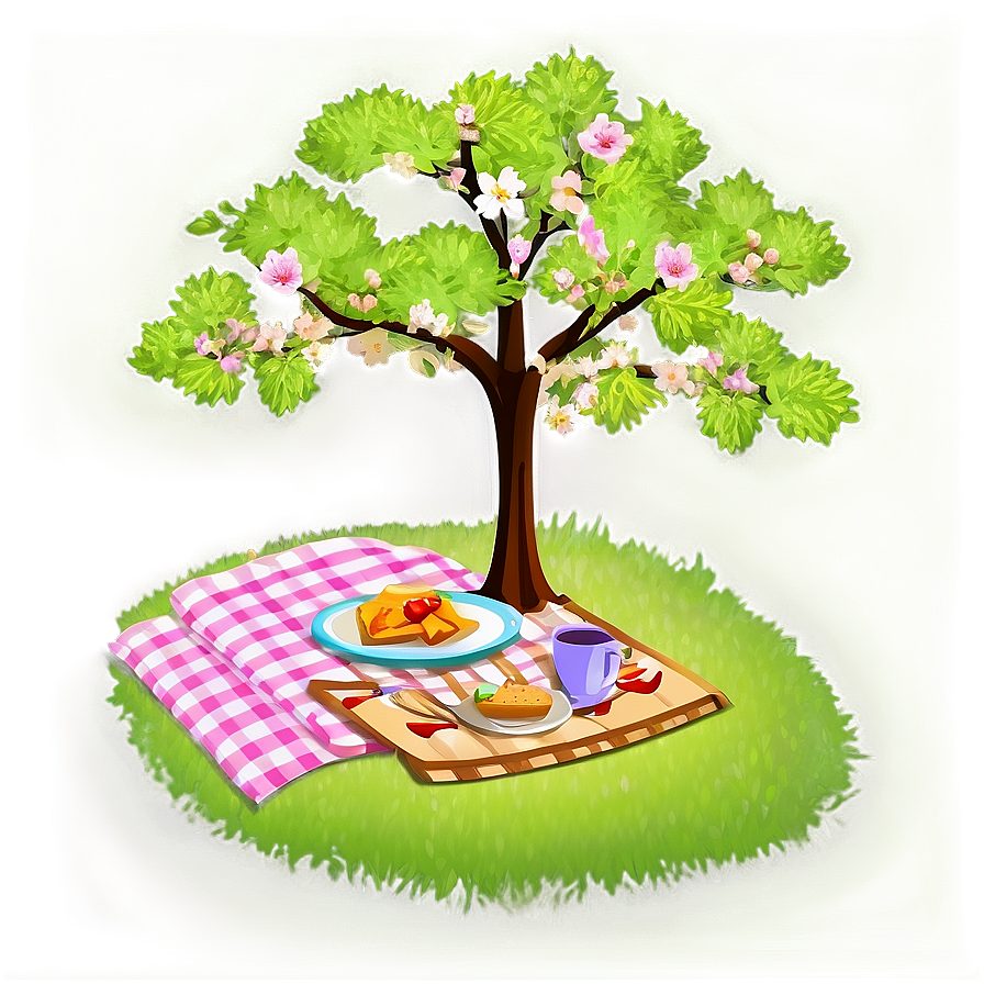 Sakura Tree With Picnic Scene Png Bjy82 PNG