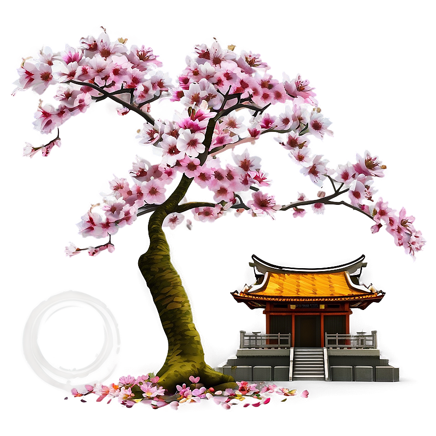 Sakura Tree With Temple Shrine Png 06122024 PNG