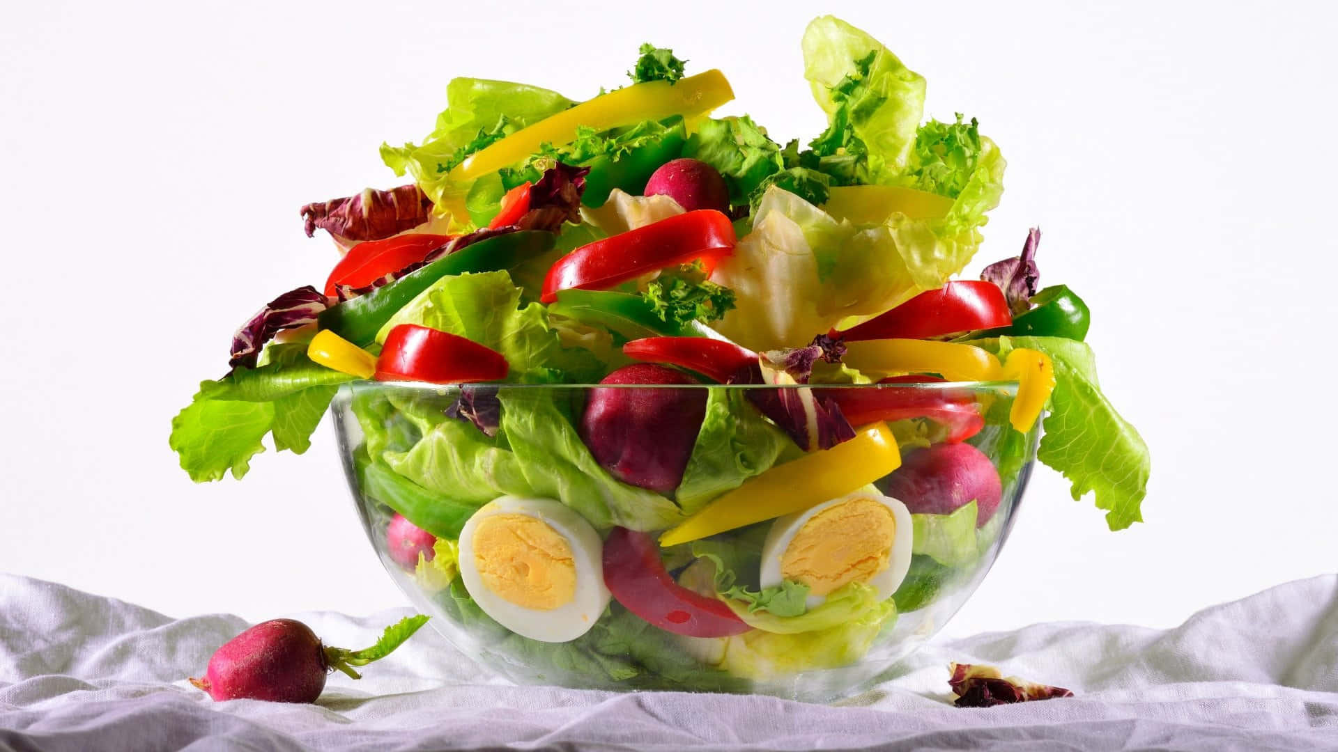Healthy Garden Salad on Wooden Table